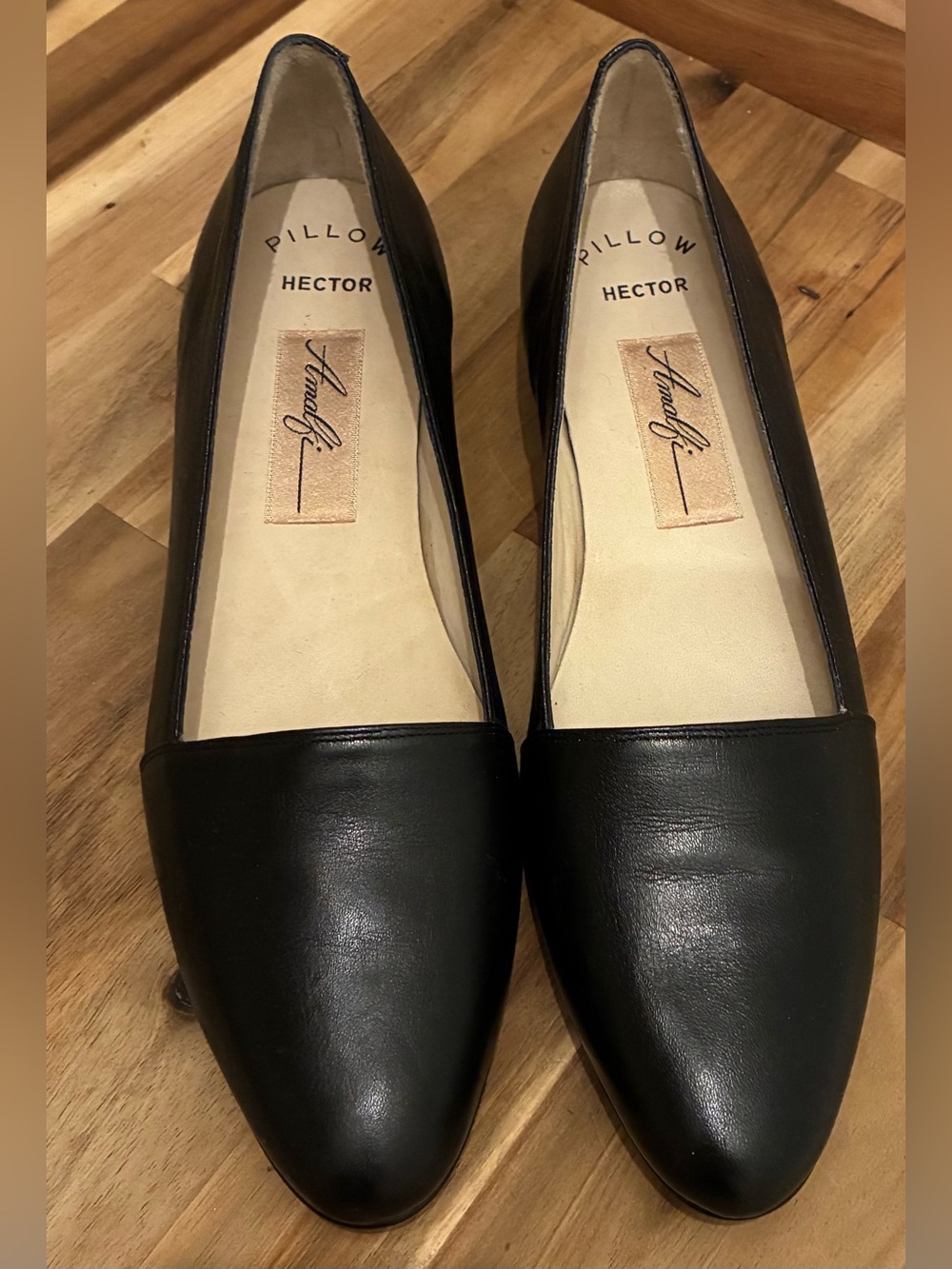 Pointed-Toe Black Leather Flats